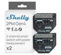 Shelly 2PM Gen4 - Wi-Fi Smart Relay Switch, 2 Channels, 16A Total, Power Metering, Home Automation, Roller Shutter Remote Control, No Hub Required, Matter, Alexa, Google, HomeKit, Zigbee (2 Pack)