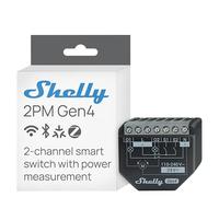 Shelly 2PM Gen4 - Wi-Fi Smart Relay Switch, 2 Channels, 16A Total, Power Metering, Home Automation, Roller Shutter Remote Control, No Hub Required, Matter, Alexa, Google, Apple HomeKit, Zigbee