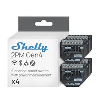 Shelly 2PM Gen4 - Wi-Fi Smart Relay Switch, 2 Channels, 16A Total, Power Metering, Home Automation, Roller Shutter Remote Control, No Hub Required, Matter, Alexa, Google, HomeKit, Zigbee (4 Pack)
