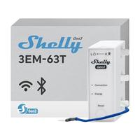 Shelly 3EM-63T Gen3, Wi-Fi Three Phase or Single Phase Installations Energy Meter, 4-Quadrant Measurement, Flat Terminals, No Load Threshold, Photovoltaic Ready, No Hub Required, Accuracy Class B
