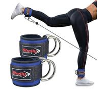 Shelly Ankle Straps for Cable Machines Leg Extensions Hip Abductors Double D Ring Cable Straps Padded Neoprene Ankle Cuffs for Leg Abs Kickbacks Glute Workouts Support for Men & Women (Blue)