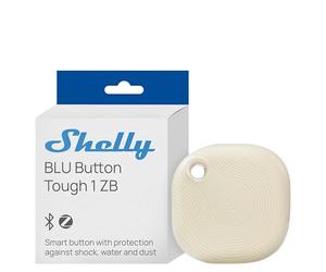 Shelly BLU Button Tough 1 ZB Ivory - Bluetooth & Zigbee Smart Button, IP54, Long Range, Ремоте Цонтрол, Multi-Click Activation, Encryption, Gateway Required, Scene Activation, Beacon Mode
