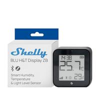 Shelly BLU H&T Display ZB Black - Smart Zigbee & Bluetooth Temperature and Humidity Sensor, Thermometer and Hygrometer, E-Paper Display, Digital Clock, Indoor Use, Smart Automation, Gateway Required