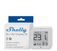 Shelly BLU H&T Display ZB White - Smart Zigbee & Bluetooth Temperature and Humidity Sensor, Thermometer and Hygrometer, E-Paper Display, Digital Clock, Indoor Use, Smart Automation, Gateway Required