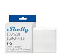 Shelly BLU Wall Switch 4 ZB Standalone - Bluetooth & Zigbee Smart Remote Control, 4 Buttons, Multiple Clicks, Encryption, Gateway Required, Scene Activation, Beacon Mode, Home Assistant