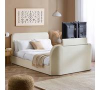 Shelly Cream Fabric Electric Tv Bed Frame - 5Ft King Size