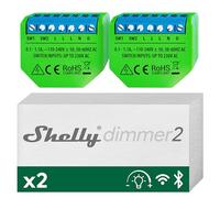 Shelly Dimmer 2, WiFi Smart Dimmer Switch, No Neutral Wire, Home Automation, Compatible with Alexa & Google Home, iOS Android App, No Hub Required, Wireless Switch, Dimmable Lights (2 Pack)