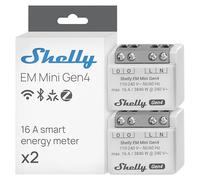 Shelly EM Mini Gen4 - Wi-Fi & Matter Smart Energy Meter, 1 Channel up to 16A, No Switch Included, Ampermeter, Voltmeter, Energy Usage, No Hub Required, Alexa, Google, HomeKit, Zigbee (2 Pack)