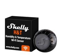 Shelly H&T Black - Smart WiFi Humidity and Temperature Sensor, Mini room Thermometer and Hygrometer, Remote Control iOS Android app, Alerts and Data storage, No hub required