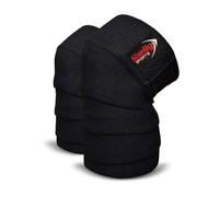 Shelly Knee Wraps for weight Lifting Powerlifting Squatting Knee Support CrossFit Knee Guard and Olympic Lifting four rubber Heavy Duty Elasticated Knee Bands for men and women (Black)
