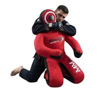 Shelly MMA Dummy Judo Grappling Dummy Punching Bag Brazilian BJJ JIU Jitsu Sitting Position Wrestling Martial Arts Boxing Karate Training Dummy - Canvas - UNFILLED (Red - Canvas, 47")