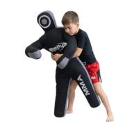 Shelly MMA Grappling Dummy for Kids BJJ Punching Bag Wrestling Buddies Brazilian JIU Jitsu Standing Position Dummy Martial Arts Boxing Karate Training Dummies - UNFILLED (Black/Gray)