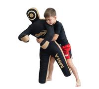 Shelly MMA Grappling Dummy for Kids BJJ Punching Bag Wrestling Buddies Brazilian JIU Jitsu Standing Position Dummy Martial Arts Boxing Karate Training Dummies - UNFILLED (Black/Gold)