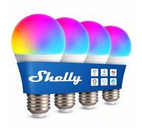 Shelly Multicolor Bulb E27 Gen3 - Wi-Fi Smart RGBW Bulb, 9W, 800lm, 16 Million Colours, Tunable White 2700K-6500K, Dimmable, Lights Remote Control, Home Automation, No Hub Required (4 Pack)