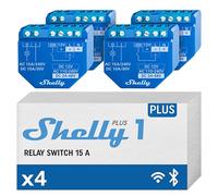 Shelly Plus 1 | WiFi & Bluetooth Smart Relay Switch | Home Automation | Alexa & Google Home Compatibility | iOS Android App | No Hub | Lighting and Garage door Control (4 Pack)