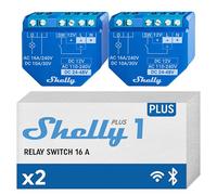 Shelly Plus 1 | WiFi & Bluetooth Smart Relay Switch | Home Automation | Compatible with Alexa & Google Home| iOS Android App | No Hub Required | Remote Control Garage Door Opener (2 pack)