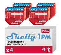 Shelly Plus 1PM | Wi-Fi & Bluetooth Relay Switch With Power Metering | Home Automation Smart Home | Works With Alexa & Google Home | iOS & Android App | No Hub Required | DIY Lamp Control (4 Pack)