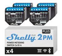 Shelly Plus 2PM (16A) | WiFi & Bluetooth 2 Channels Smart Switch with Power Metering | Home Automation | Roller Shutter Remote Control | Alexa & Google Home Compatibility | iOS Android App (4 Pack)