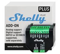 Shelly Plus Add-On | Add-On for Shelly Plus & Gen3 Devices | Temperature and Humidity Sensor Interface | Home Automation | DS18B20, DHT22 & Arduino Sensors | Analog and Digital Input | No Hub Required