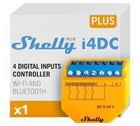 Shelly Plus i4 DC, Wi-Fi Smart 4-digital inputs controller of Shelly Smart Switches, 5-24 VDC, Home Automation, iOS Android App, No Hub Required, Remote Control, Multi-Click