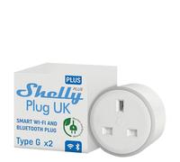 Shelly Plus Plug UK - Smart Wi-Fi Outlet with Power Metering, 13А, Max 3000W, Socket Remote Control, Electricity Usage, Custom Schedules & Timer, LED Indicator, Alexa, Google Home (2 Pack)
