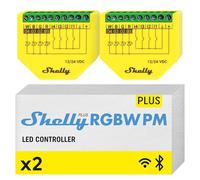 Shelly Plus RGBW PM - Wi-Fi Controller for 12-24 VDC White or color, RGB, RGBW and LED Strips, Power Metering function, Remote control, Compatible with Alexa, Google Home, App iOS, Android (2 Pack)