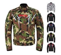 Shelly Premium Motorcycle Jacket for Adventure/Touring with Cordura Textile Fabric for Motorbike Racing, Riding (UK, Alpha, M, Regular, Regular, Camo Green)