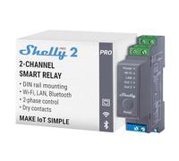 Shelly Pro 2, Wi-Fi 2-Channel Smart Relay Switch, Home Automation, Dry Contacts, Compatible with Alexa & Google Home, iOS Android App, Lights Automation, Remote Control, DIN-rail Mounting