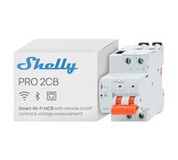 Shelly Pro 2CB C32A - Smart 2-Pole Miniature Circuit Breaker MCB with Wi-Fi Bluetooth and Ethernet, Overvoltage Undervoltage Protection, 32A Type C 6kA, DIN Rail, Alexa Google Home SmartThings