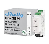 Shelly Pro 3EM (120A) - WiFi & LAN 3-phase Smart Energy Meter, DIN-rail mountable, Real-time Voltage Amps Monitoring via App, No Hub Required, Solar/Net Metering, Class B Active Energy, PV systems