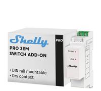 Shelly Pro 3EM Switch Add-On | Expand The Capabilities of Pro 3EM with Dry Contacts 2A | Contactor Control | DIN Rail Mount | Home Automation | iOS Android App | No Hub Required