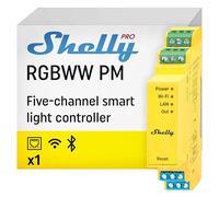 Shelly Pro RGBWW PM, LAN & Wi-Fi Smart Light Controller, Adjustable White Channels (CCT), 5 LED Strips, Lights Remote Control, Power Monitoring, Dimming, No Hub Required, Alexa & Google Home