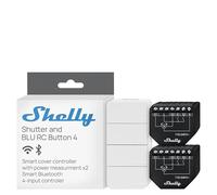 Shelly Shutter x2 & Shelly BLU RC Button 4 (Bundle) - Wi-Fi Smart Roller Shutter Switch, 2 Channels, 4A, Consumption Monitoring, Curtains, Covers and Venetian Blinds, No Hub Required, Alexa & Google