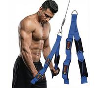 Shelly Triceps Rope Gym Cable Machine Attachments with Carabiner Anti-Slip Triceps Strap 2 Loops Neoprene Handles Pulldown Rope for Pushdowns Pulls Crunches Overhead Extensions Biceps Curl (Blue)