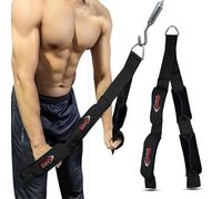 Shelly Triceps Rope Gym Cable Machine Attachments with Carabiner Anti-Slip Triceps Strap 2 Loops Neoprene Handles Pulldown Rope for Pushdowns Pulls Crunches Overhead Extensions Biceps Curl (Black)