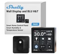 Shelly Wall Display Black + Blu H&T Black (Bundle), Smart Control and Environmental Monitoring Starter Pack, WLAN & Bluetooth, Thermostat, Integrated 5A Relay, Neutral Conductor Required