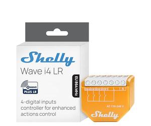 Shelly Wave i4 LR - Z-Wave Long Range, 4-Input Smart Scene Controller, 16 Actions, Push Button Compatible, Lights & Blinds Control, Home Automation, Home Assistant, SmartStart, Z-Wave Hub Required