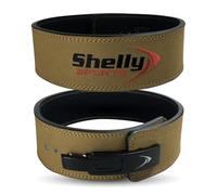 Shelly Weight Lifting Leather Belt Lever Belt for Powerlifting with Stainless Steel Buckle Adjustable Deadlift Squat Strength Training Equipment for Men and Women 4” wide 10mm Thick (Brown, X-Large)
