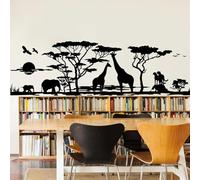 SHELOG Safari African Jungle Giraffe Wall Sticker Nursery Kids Room Sun Elephant Animal Bird Tree Wall Decal Bedroom Decor