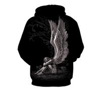 SHELOG Skull Girl Angel Wings Men's Fashion 3D Printed Hoodie Festival Street Front Pocket Design Sweatshirt