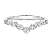 SHELOVES 925 Sterling Silver Moissanite Curved Wedding Bands for Women
