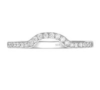 SHELOVES 925 Sterling Silver Moissanite Round Curved Wedding Band for Women