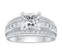 SHELOVES Princess Cut Wedding Rings for Women 5A Cubic Zirconia 925 Sterling Silver Promise Engagement Ring Sz S