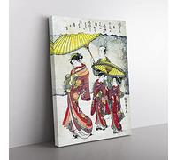 Sheltered From The Snow By Harunobu Suzuki Asian Japanese Canvas Wall Art Print Ready to Hang, Framed Picture for Living Room Bedroom Home Office Décor, 60x40 cm (24x16 Inch)