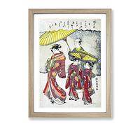 Sheltered From The Snow By Harunobu Suzuki Asian Japanese Framed Wall Art Print, Ready to Hang Picture for Living Room Bedroom Home Office Décor, Oak A4 (34 x 25 cm)
