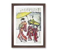 Sheltered From The Snow By Harunobu Suzuki Asian Japanese Framed Wall Art Print, Ready to Hang Picture for Living Room Bedroom Home Office Décor, Walnut A4 (34 x 25 cm)