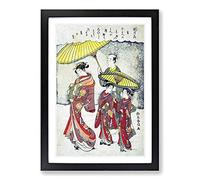 Sheltered from The Snow by Harunobu Suzuki Framed Print | A2 Black Framed Wall Art | Ready to Hang | Modern Landscape Picture | Living Room Bedroom Lounge Office