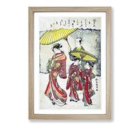 Sheltered from The Snow by Harunobu Suzuki Framed Print | A2 Oak Framed Wall Art | Ready to Hang | Modern Landscape Picture | Living Room Bedroom Lounge Office