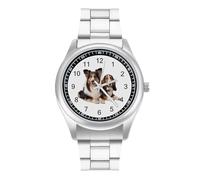 Sheltie Collie Shetland Sheep Basset Hound Dog Quartz Watch Stainless Steel Wrist Watches for Men Women Easy to Read