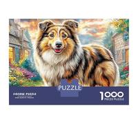 Sheltie Dog 1000 Pcs 3-Layer Cardboard Border Collie in Blooms Jigsaw, Brain Training, Stress Relief, Wall Decor & Office Break Gift 52x38cm/1000pcs